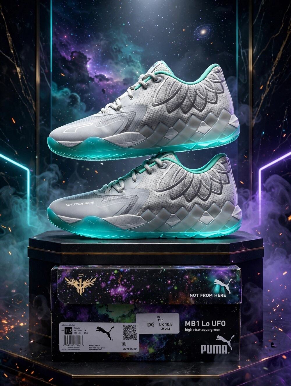 Size 11.5 - Puma MB.01 Lo UFO High Rise Aqua Green 377675-02 LaMelo Ball